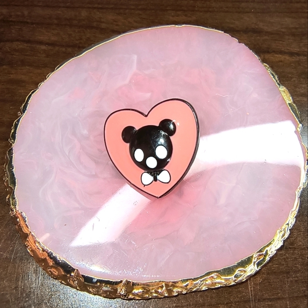 Heart-Shaped Pink and Black Pin